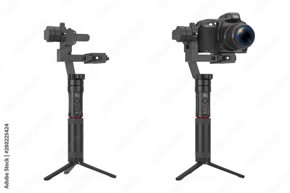 Aufkleber dslr or video camera gimbal stabilization tripod system. 3d rendering