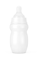 Empty Blank Baby Milk Bottle with Pacifier in Clay Style Mock Up. 3d Rendering