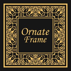 Classic vector square frame with ornate elements. Abstract modern art deco ornament with place for text. Vintage pattern
