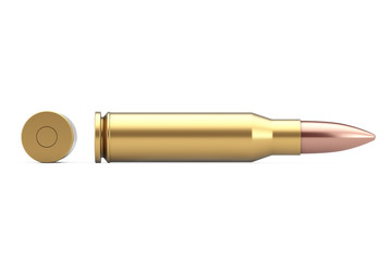 Automatic Rifles 7.62 mm Caliber Metal Bullet. 3d Rendering