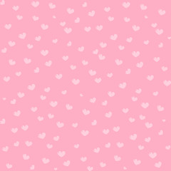 Vector romantic pattern. Hearts print. Pink background