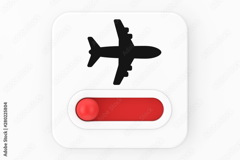 Leinwandbilder airplane on off mode toggle switch icon. 3d rendering