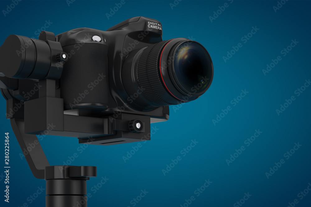 Leinwandbilder DSLR or Video Camera Gimbal Stabilization Tripod System. 3d Rendering