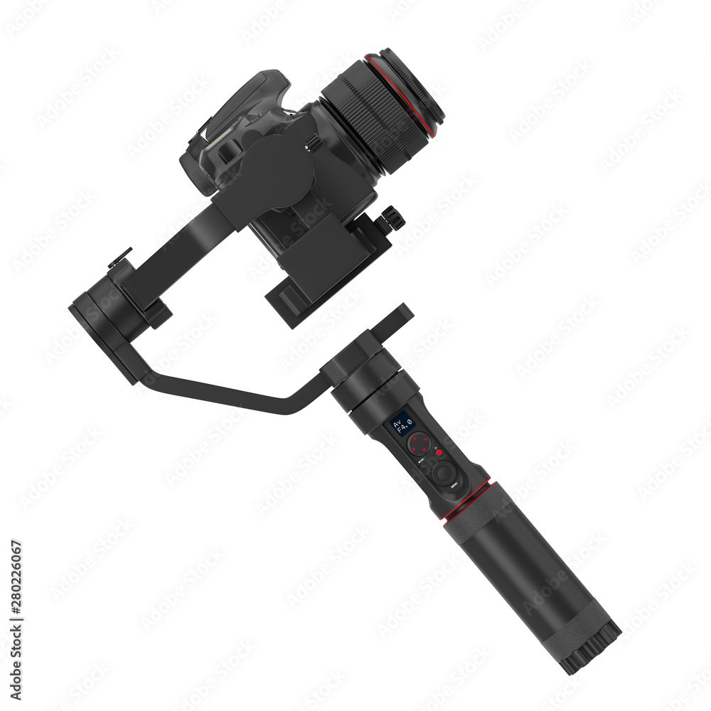 Aufkleber dslr or video camera gimbal stabilization tripod system. 3d rendering