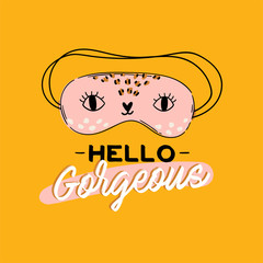 Skincare routine set with natural organic cosmetics products in bottles, jars, tubes for skin in trendy doodle style. Cute motivational and inspirational girl power lettering. Vector illustration