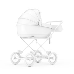 Fototapeta na wymiar Modern Baby Carriage, Stroller, Pram Mock Up in Clay Style. 3d Rendering