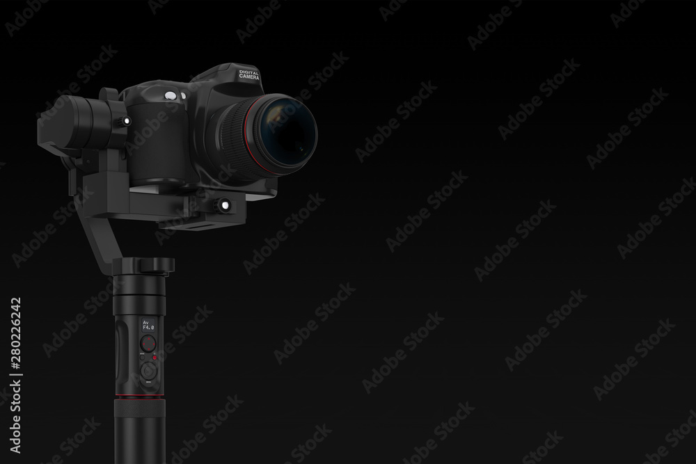 Aufkleber DSLR or Video Camera Gimbal Stabilization Tripod System. 3d Rendering