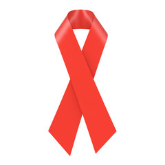 Red Breast Cancer Awareness Symbol Ribbon. 3d Rendering