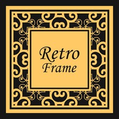 Classic vector square frame with ornate elements. Abstract modern art deco ornament with place for text. Vintage pattern