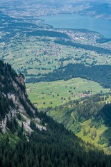 Obraz premium Beautiful swiss alps mountains. Alpine meadows.