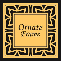 Classic vector square frame with ornate elements. Abstract modern art deco ornament with place for text. Vintage pattern