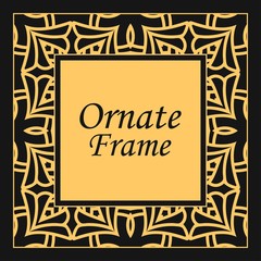 Classic vector square frame with ornate elements. Abstract modern art deco ornament with place for text. Vintage pattern