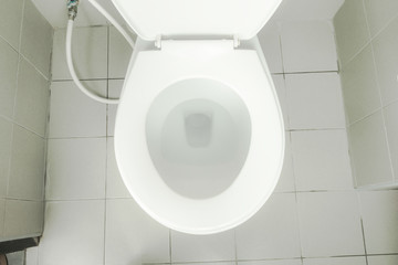 Fototapeta premium top view of the ceramic toilet bowl