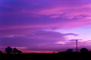 Purple sky on the bright weather in Thailand