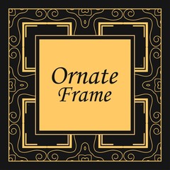 Classic vector square frame with ornate elements. Abstract modern art deco ornament with place for text. Vintage pattern