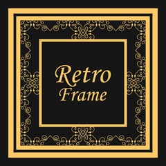 Classic vector square frame with ornate elements. Abstract modern art deco ornament with place for text. Vintage pattern