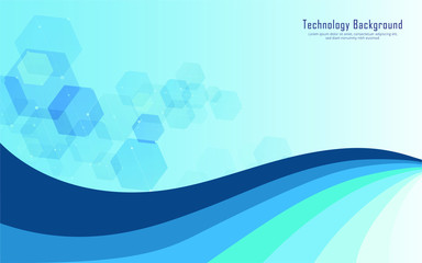 Blue Technology Background with wave abstract background. Vector Illustration 