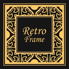 Classic vector square frame with ornate elements. Abstract modern art deco ornament with place for text. Vintage pattern