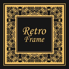 Classic vector square frame with ornate elements. Abstract modern art deco ornament with place for text. Vintage pattern