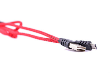 ed usb mobile charging cable isolated on white background