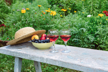 Wine Still Life in the garden