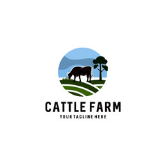Cattle Farm Logo Design Template Vector