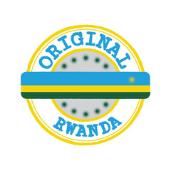 Vector Stamp for Original logo with text Rwanda and Tying in the middle with nation Flag.