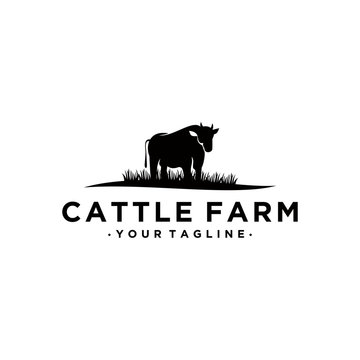 Cattle Farm Logo Design Template Vector