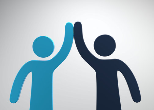 3D Illustration high five Figuren