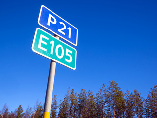 Fototapeta premium The plate with the number of the route 