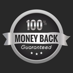 Money back guarantee seal or stamp flat icon