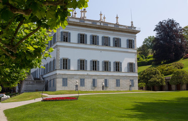 View of Villa Melzi and the Gardens in the village of Bellagio on Como lake, Italy