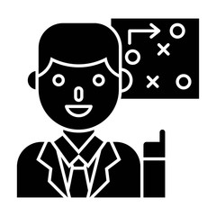 Businessman with strategy vector, solid style icon