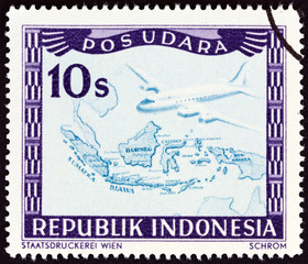 Aircraft and map of Indonesia (Indonesia 1947)