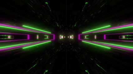 Fototapeta na wymiar futuristic science-fiction lights glowing tunnel corridor 3d illustration background