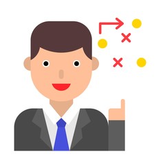 Businessman with strategyvector, flat style icon