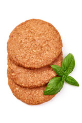 Burger cutlets, ingredients for hamburger, isolated on white background