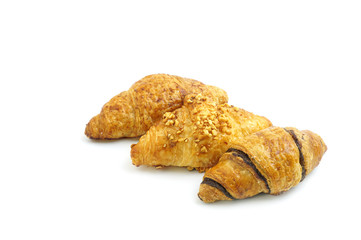 Mini Croissant original with Beans and Chocolate isolated on white background