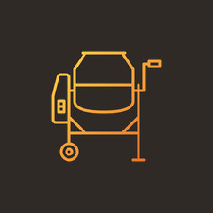 Concrete mixer vector concept colored linear icon - Mixer Cement outline sign on dark background