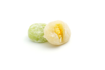 Sweet Daifuku mochi cake with  bean jam, Japanese food rice cake isolated on white background