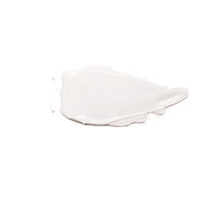 Moisturizing face cream smeared beige isolated on white background.