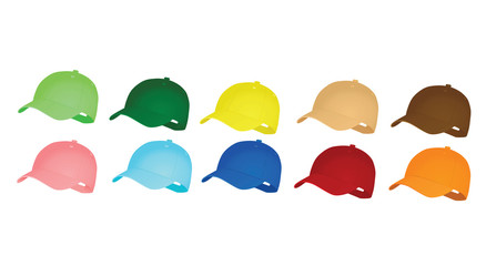 Colorful set of baseball caps. vector illustration