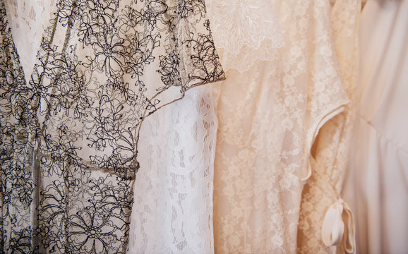 Lace dresses on display