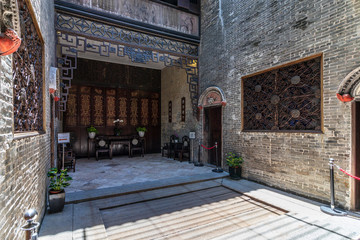 Fototapeta na wymiar Inside Panorama of Casa de Lou Kau. Sé, Macao, China, Asia.