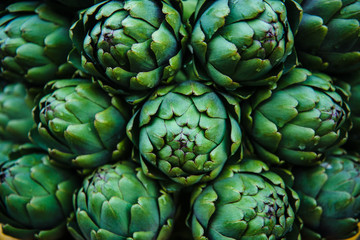 Artichokes for sale at a farmers market 