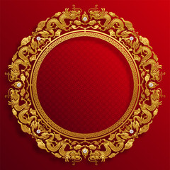 Chinese traditional and asian elements background template on paper color Background.