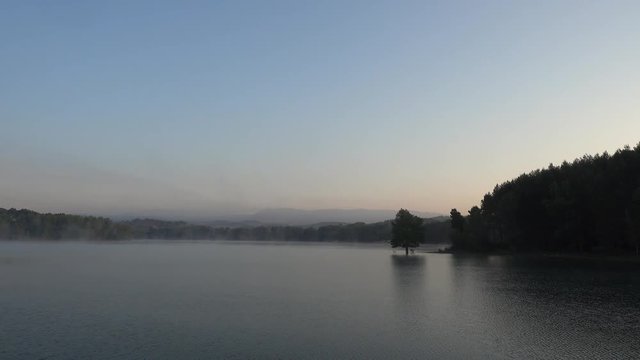 Sunrise at the regajo reservoir in Navajas, Castellon