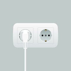 Electric Power Plug And Socket Type F Vector Illustration