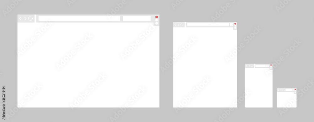 Poster web interface templates with vertical button panel. screen, digital device, site, window. internet t
