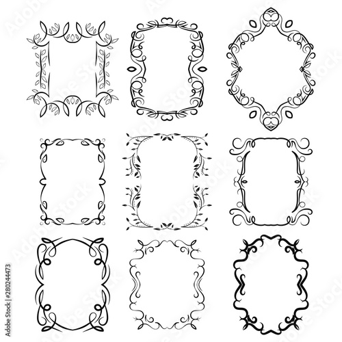 Set Of Vintage Rectangular Ornate Ornaments Retro Decorative Frames Wedding Frames Vector Illustration Wall Mural Igor